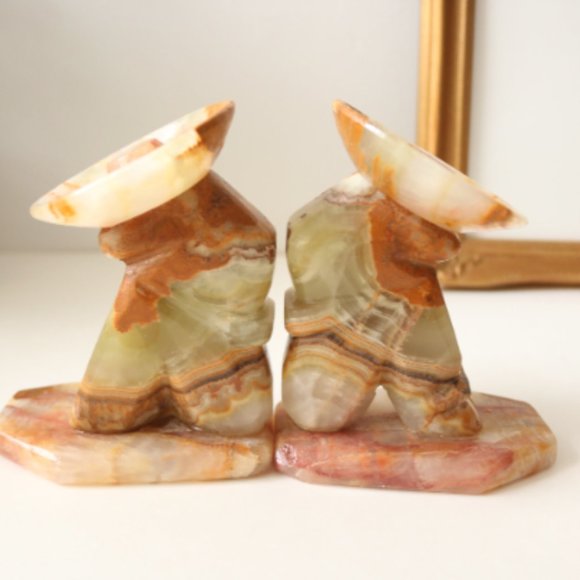 Vintage Onyx Cactus Sombrero Bookends - Picture 3 of 6